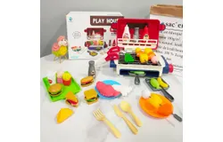 Kids Play Food Grill with Pretend Smoke Sound Light Kitchen Playset BBQ Accessories Camping Cooking Set Barbecue Toddler Girl Boy Toy 2 3 4 5 6 Year Old 4-8 Birthday Kid Outdoor Toy Gift Idea-43pcs Spray Color Change Grill