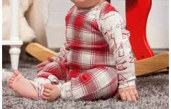 Tesa Babe Baby Unisex Plaid Holiday Romper In Red&sol;ivory
