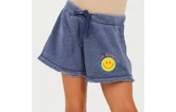 Vintage Havana Girl&apos;s Burnout Be Happy Smiley Short In Navy