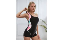 Traje De Baño Deportivo Mujer Completo Dama Bañadores Bikini Negro
