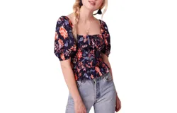B&period;o&period;g&period; Collective Floral Fanatic Blouse In Blue&sol;red