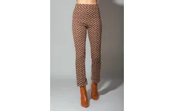 Very J Printed Leggings Fit Pants In Mocha Geometric