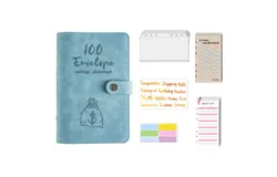 100 Envelopes Money Saving Challenge Budget Binder PU Leather Cover with Cash Envelope PVC Pocket Zipper&sol;Budget Cards   &sol;Lable Stickers Used as Money Organizer System Saving Planner Birthday Gift for