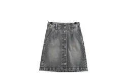 Habitual Girl Women&apos;s Denim Button Down Mini Skirt In Vintage Dark Blue
