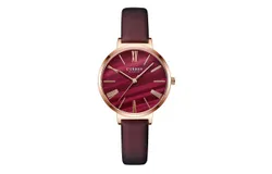 Women&apos;s Quartz Watches Waterproof Quartz Watches Leather Strap Watches Fashion Casual Watches，Red