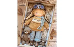 Waldorf Doll Handmade 100&percnt; Organic Cotton Dolls for 2&plus; Year Old Girls Rag Doll as Birthday Gifts Plush Figure Toys-Doll A