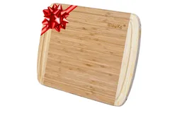 Wood Cutting Board for Kitchen – 37x29cm Large Bamboo Cutting Board with Juice Groove – Wooden Chopping Board&comma; Serving Tray&comma; Butcher Block – BlauKe®