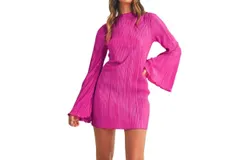 Mable Bell Sleeve Mini Dress In Magenta