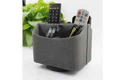 Leather remote control holder&comma; 360 degree rotating desk TV remote control box&sol;box&comma; bedside table storage box to store controller&comma; media&comma; mail&comma; calculator&comma; mobile phone and pen &lpar;grey&rpar;