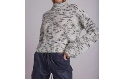 Bella Dahl Space Dye Mock Neck Sweater In Winter White And Black