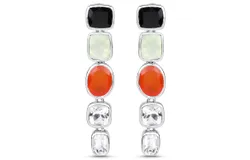 10&period;22 Carat Genuine Multi Stone &period;925 Sterling Silver Earrings