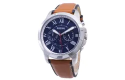 Reloj Fossil Hombre &vert; Coleccion Grant &vert; Modelo FS5210 &vert; Caja Redonda &vert; Ø 44mm Acero inoxidable &vert; Cierre Hebilla &vert; Movimiento Cuarzo &vert; Dial Azul &vert; Cristal Mineral &vert; Correa Cuero Marrón &vert; 50m &sol; 5 ATM &vert; Línea Lujo