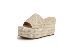 Women&apos;s summer sandals&comma; woven simple sandals with high heels