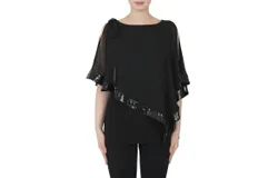 Joseph Ribkoff Asymmetric Overlay Top In Black
