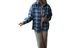 Style Rack Lizze Flannel Shacket In Slate Blue