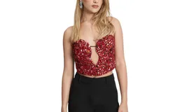 Bardot Eleni Beaded Bustier Top In Pink Multi