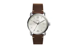 Reloj Fossil Hombre &vert; Coleccion Commuter &vert; Modelo FS5275 &vert; Caja Redonda &vert; Ø 42mm Acero inoxidable &vert; Cierre Hebilla &vert; Movimiento Cuarzo &vert; Dial Blanco &vert; Cristal Mineral &vert; Correa Cuero Marrón &vert; 50m &sol; 5 ATM &vert; Línea Clásico