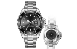 Green Aqua Ghost Watch Men&apos;s Automatic Non-Mechanical Watch Luminous Calendar Waterproof Watch-Black plate see-through model