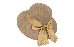 Ladies Hat&comma; Summer Butterfly Festival Pearl Straw Hat&comma; Outdoor Sunscreen Shade Hat Travel Beach Sun Hat