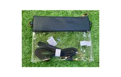 Mimi Wholesale Game Day Clear Crossbody Bag With Vegan Leather Trim In Black