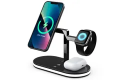 3-in-1 Magnetic Wireless Charger&comma; 15W Wireless Charger for iPhone 12&sol;13 Apple Watch Headphones&comma; Night Light Function