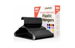 100-Pack Black Plastic Hangers &ndash; Heavy-Duty&comma; Slim & Space-Saving Clothes Hangers with Non-Slip Shoulder Notches for Dresses&comma; Suits&comma; Jackets & Camisoles &ndash; Durable Lightweight PP Construction
