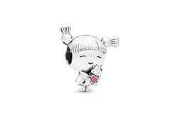 Pandora Girl Charm With Pink Enamel In Silver