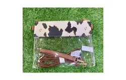 Mimi Wholesale Game Day Clear Crossbody Bag With Vegan Leather Trim In Cow
