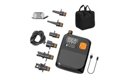 Portable Paddle Board Pump 25PSI High Pressure Electric Air Compressor Pump Power Bank with 6 Nozzles and LED Light for Inflatable Boat Surfboard Stand-up Paddle Board Air Mattress Swimming Rings