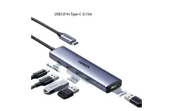 Ugreen USB3&period;0&ast;4&plus;Type-C Aluminum alloy braid 0&period;15m