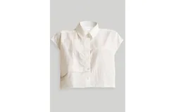Embroidered Panel Crop Top in White