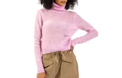 Ganni Mohair Highneck Sweater In Lilac Sachet