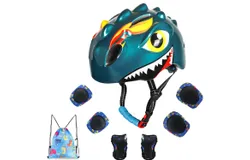Toddler Helmet Kids Bike Helmet for 2-8 years old girls with 3D Dinosaur Design Protective Equipment Set and Safety Certification&comma; Toddler Bike Riding Skate Skateboard Scooter Helmet Dark Blue