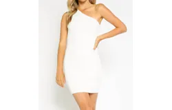 Olivaceous One Shoulder Bodycon Dress In White