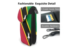 Flag Of Saint Kitts And Nevis Pu Leather Crossbody Phone Bag Card Slots Flip Phone Purse With Adjustable Strap 7&period;6x4&period;9inch