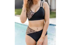 Mack & Mal Near To Paradise Swim Bottoms In Black & Natural Leopard