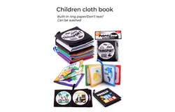 Baby Enlightenment Early Learning Black and White Cloth Book Infant Cognitive Tear with Rattle Paper Palm Cloth Book Suitable for Infants and Toddlers&comma; Baby Gift Soft Toys （Six Packaging）