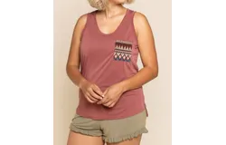 Pol Aztec Pocket Tank Top In Rose Petal
