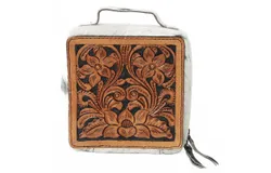 American Darling Women&apos;s Hair On Hide Square Jewelry Box In Black And White
