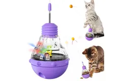 Cat Interactive Toys for Indoor Cats Kitten Wand Toy Weight Loss Kitty Funny Balls Slow Food Dispenser Feeder Treat Dispensing Feeding Pet Supplies Birthday Gift-purple