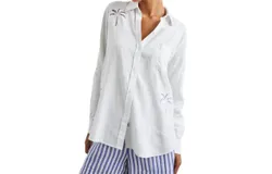 Rails Charli Button Down Shirt In White Palm Tree Eyelet