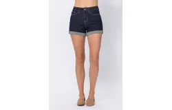 Judy Blue Cuffed Shorts In Dark Wash
