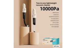 Car Vacuum Cleaner Household Wireless Handheld Vacuum Cleaner Portable Big Suction Small Vacuum Cleaner Suitable for home&comma; car&comma; office-S681 &lbrack;Electroplated Cream Color&rsqb; 2-in-1