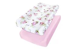 Changing Pad Cover for Girls 2 Pack&comma; Lovely Print Soft Diaper Change Table Sheets&comma; Fit 32"x16" Contoured Pad&comma; Comfy Cozy 2-Pack Cradle Sheets&comma;Floral