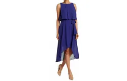 Eliza J Popover Belted Tulip Midi Dress In Blue