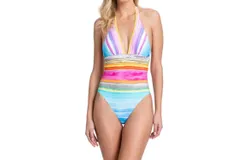 Gottex V-Neck Halter One Piece Swimsuit In Got Piruleta