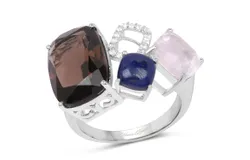 7&period;51 Carat Genuine Multi Stone &period;925 Sterling Silver Ring