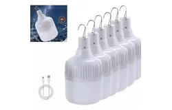 6 Pack Functional Emergency LED Light Bulb with USB Charging 80W  Capable to Recharge Mobile Devices Ideal for Power Outage Tent Camping Fishing