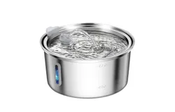 3&period;2L Pet water dispenser Stainless steel cat water feeder Automatic water cycle round water dispenser