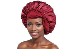 vidsel Bonnet with Tie Band Satin Bonnet Silk Bonnet，Two pack-Red